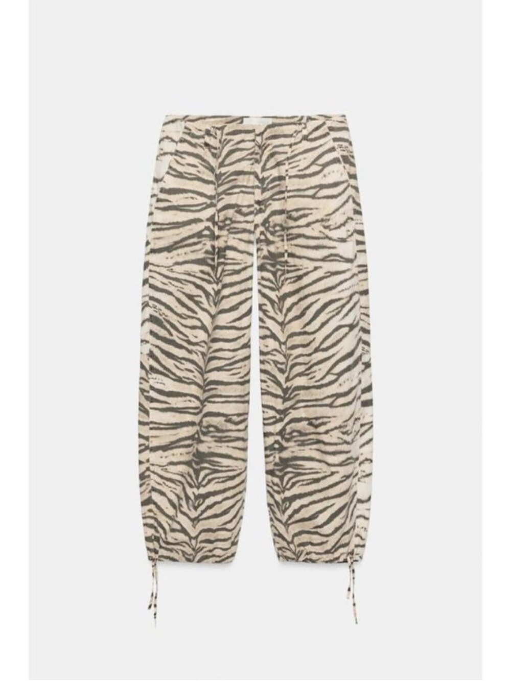 ZARA Animal Print Wide Leg Drawstring Pants ballon tiger zebra 4